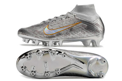 Men's Nike Air Zoom Mercurial Superfly 9 Elite AG Football Boots - Silver/Gold