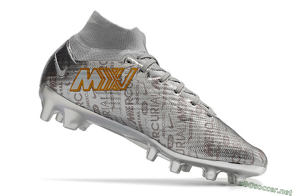 Men's Nike Air Zoom Mercurial Superfly 9 Elite AG Football Boots - Silver/Gold 5