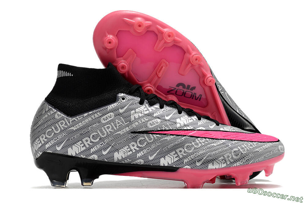 Men's Nike Air Zoom Mercurial Superfly 9 Elite AG Football Boots - Silver/Black/Pink 2