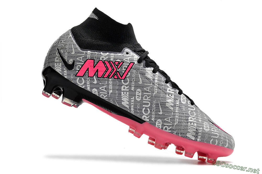 Men's Nike Air Zoom Mercurial Superfly 9 Elite AG Football Boots - Silver/Black/Pink 4