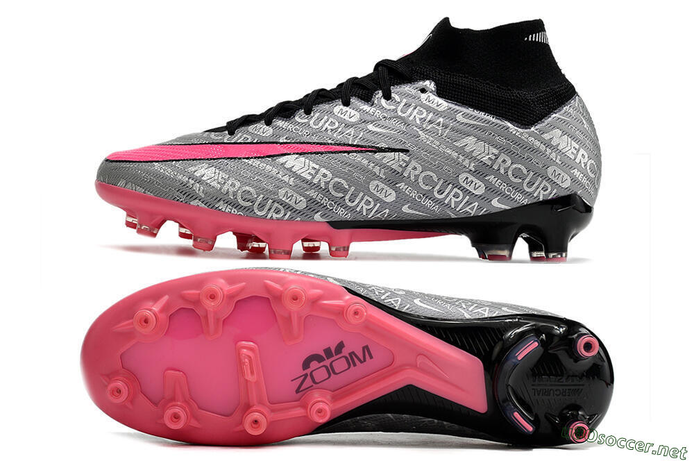 Men's Nike Air Zoom Mercurial Superfly 9 Elite AG Football Boots - Silver/Black/Pink 1