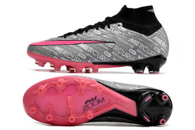Men's Nike Air Zoom Mercurial Superfly 9 Elite AG Football Boots - Silver/Black/Pink