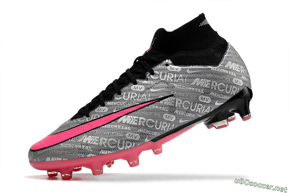 Men's Nike Air Zoom Mercurial Superfly 9 Elite AG Football Boots - Silver/Black/Pink 5