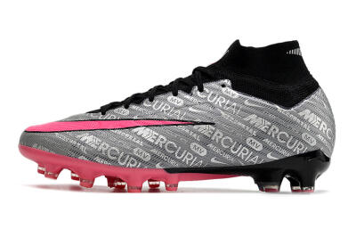 Men's Nike Air Zoom Mercurial Superfly 9 Elite AG Football Boots - Silver/Black/Pink