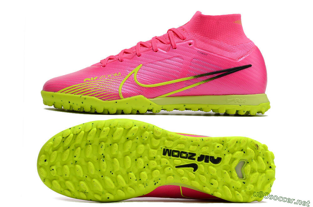 Men's Nike Air Zoom Mercurial Superfly 9 Elite TF Football Shoes - Pink/Green/Black 1