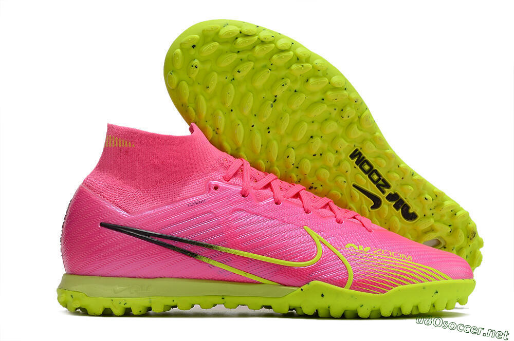 Men's Nike Air Zoom Mercurial Superfly 9 Elite TF Football Shoes - Pink/Green/Black 2