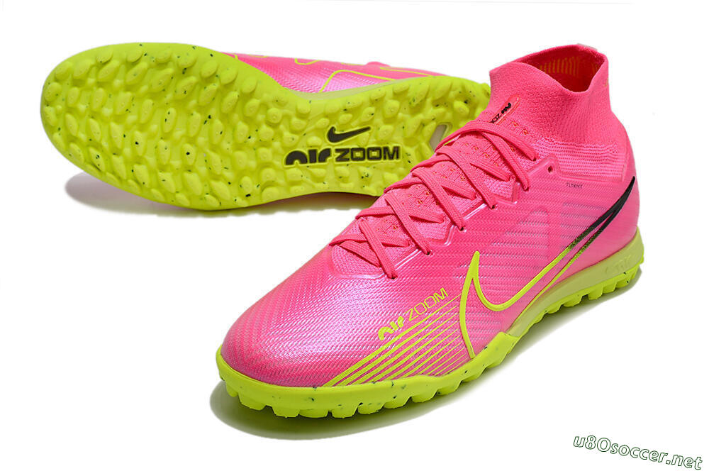 Men's Nike Air Zoom Mercurial Superfly 9 Elite TF Football Shoes - Pink/Green/Black 3