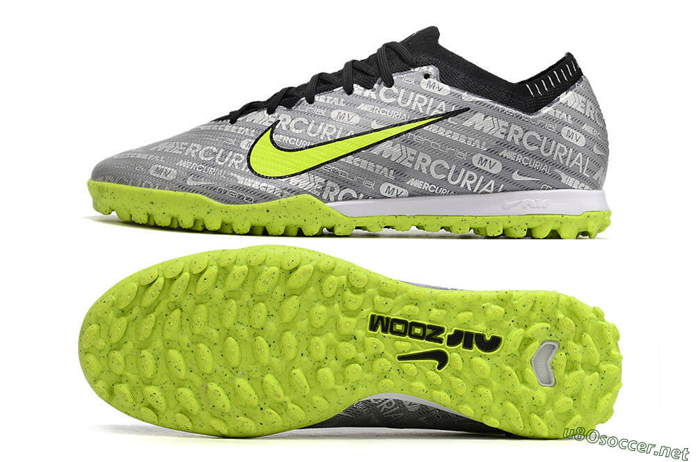 Men's Nike Air Zoom Mercurial Vapor Elite TF Football Shoes - Grey/Black/Yellow 1