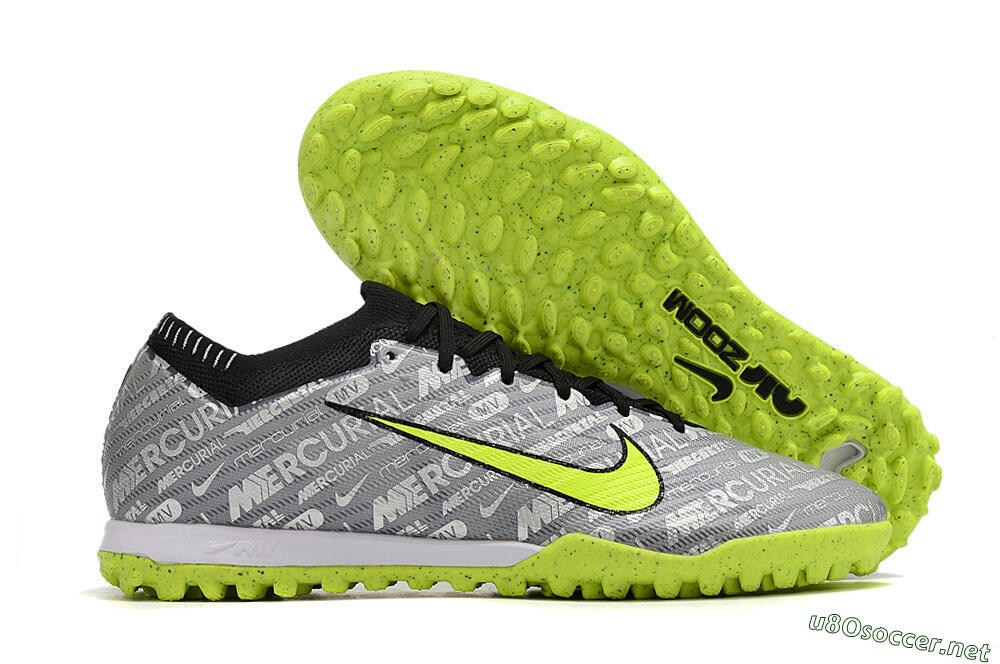 Men's Nike Air Zoom Mercurial Vapor Elite TF Football Shoes - Grey/Black/Yellow 2