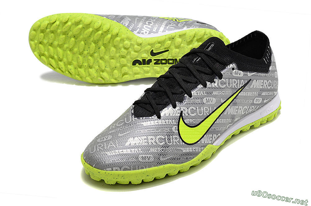 Men's Nike Air Zoom Mercurial Vapor Elite TF Football Shoes - Grey/Black/Yellow 3
