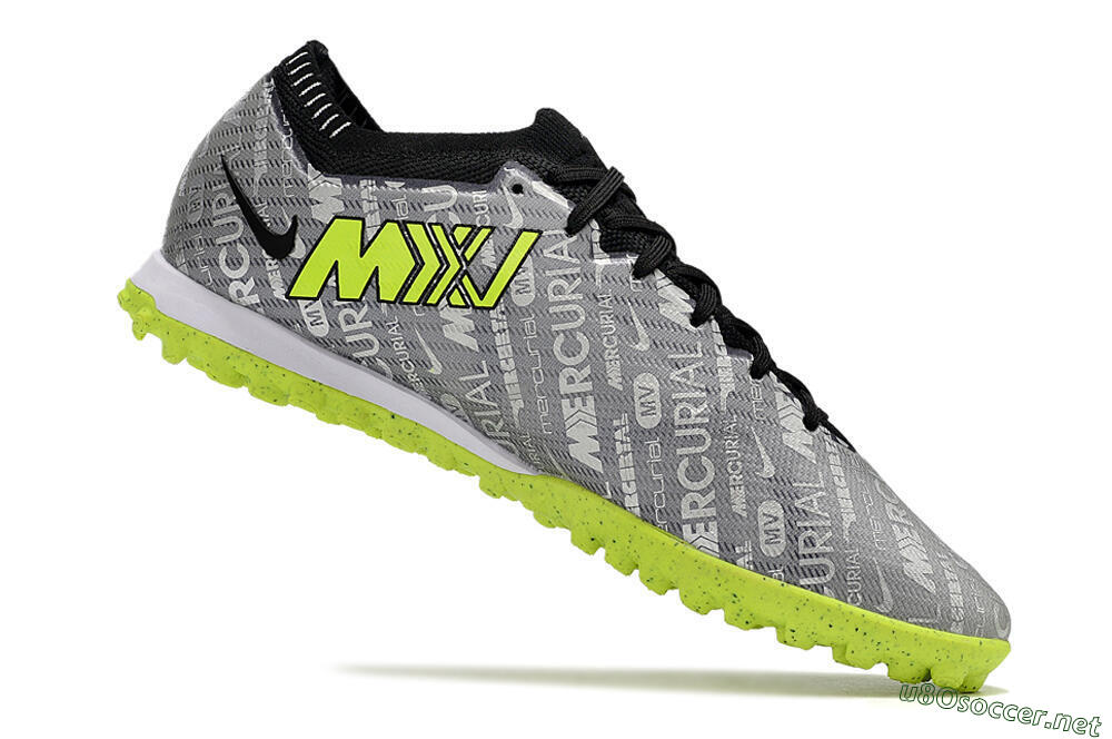 Men's Nike Air Zoom Mercurial Vapor Elite TF Football Shoes - Grey/Black/Yellow 4