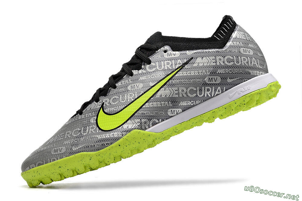 Men's Nike Air Zoom Mercurial Vapor Elite TF Football Shoes - Grey/Black/Yellow 5