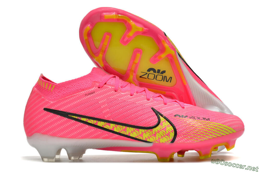 Unisex Nike Air Zoom Mercurial Vapor 15 Elite FG Football Boots - Pink/Yellow 2