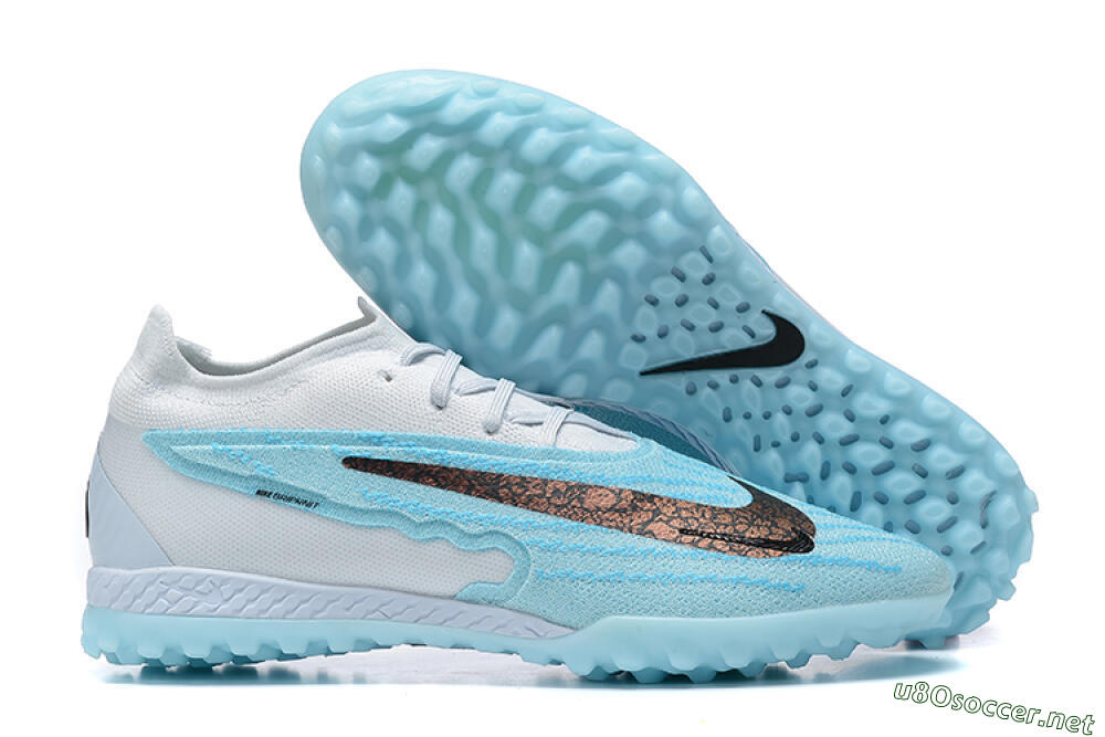 Men's Nike Phantom GX Elite TF Football Shoes - White/Blue/Black 2