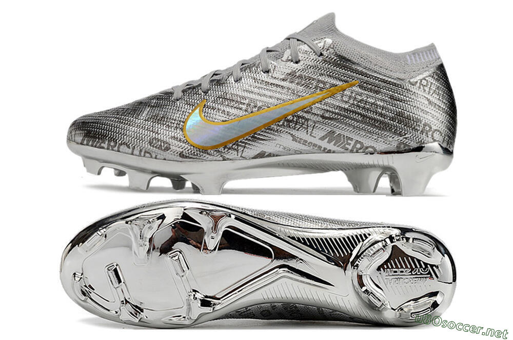 Unisex Nike Air Zoom Mercurial Vapor 15 Elite FG Football Boots - Sliver/Gold/Rainbow 1