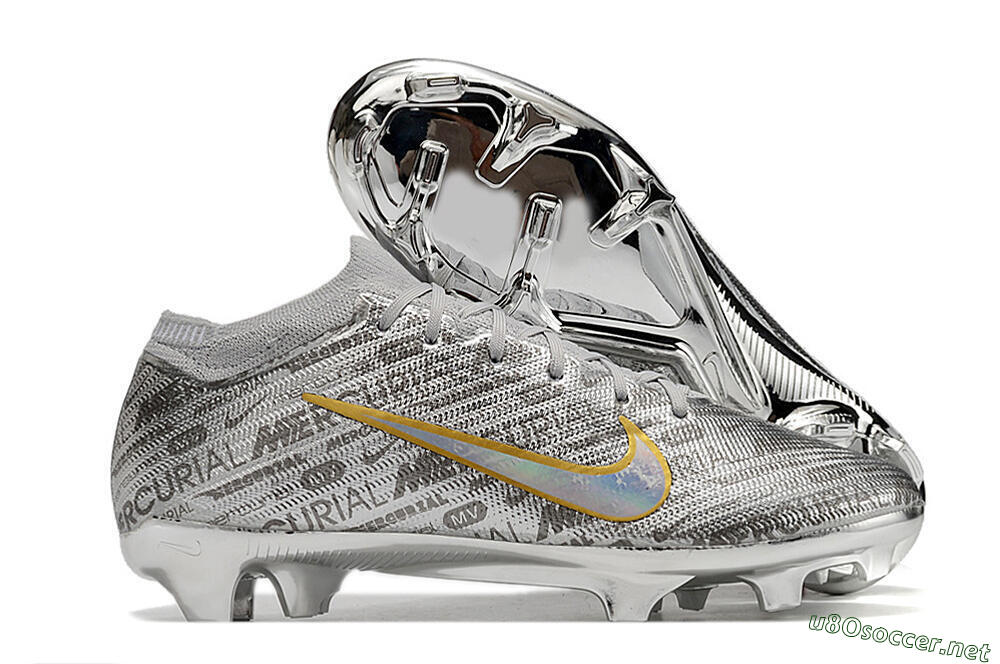 Unisex Nike Air Zoom Mercurial Vapor 15 Elite FG Football Boots - Sliver/Gold/Rainbow 2
