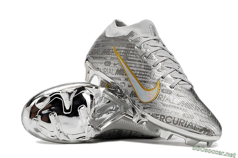 Unisex Nike Air Zoom Mercurial Vapor 15 Elite FG Football Boots - Sliver/Gold/Rainbow 3