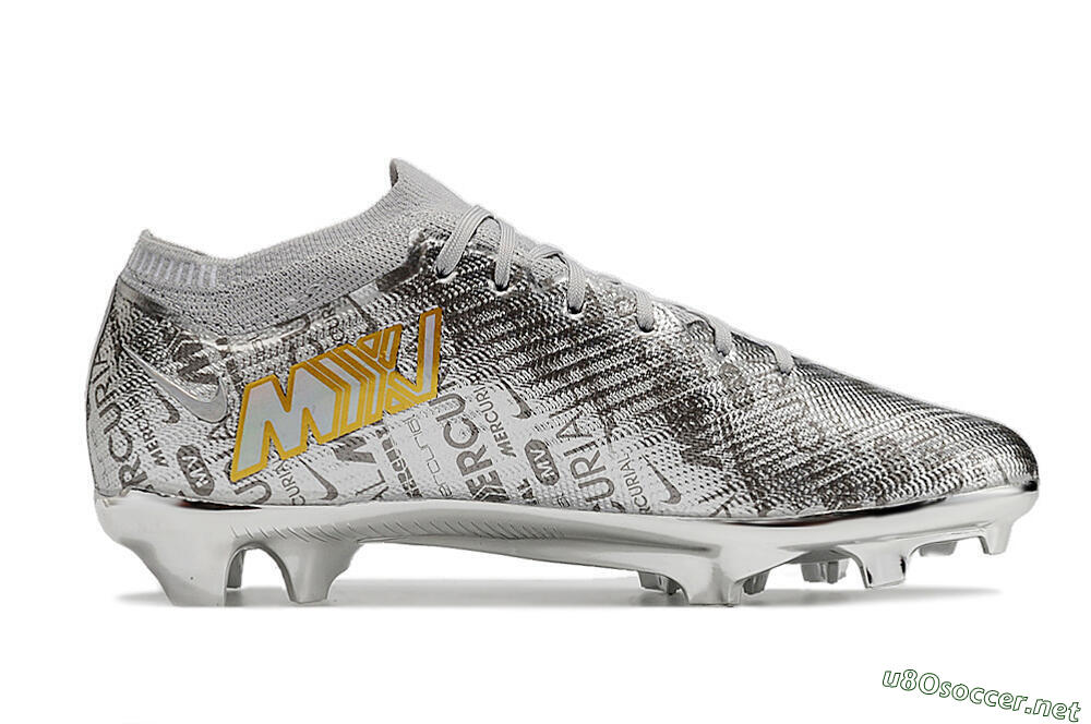 Unisex Nike Air Zoom Mercurial Vapor 15 Elite FG Football Boots - Sliver/Gold/Rainbow 4