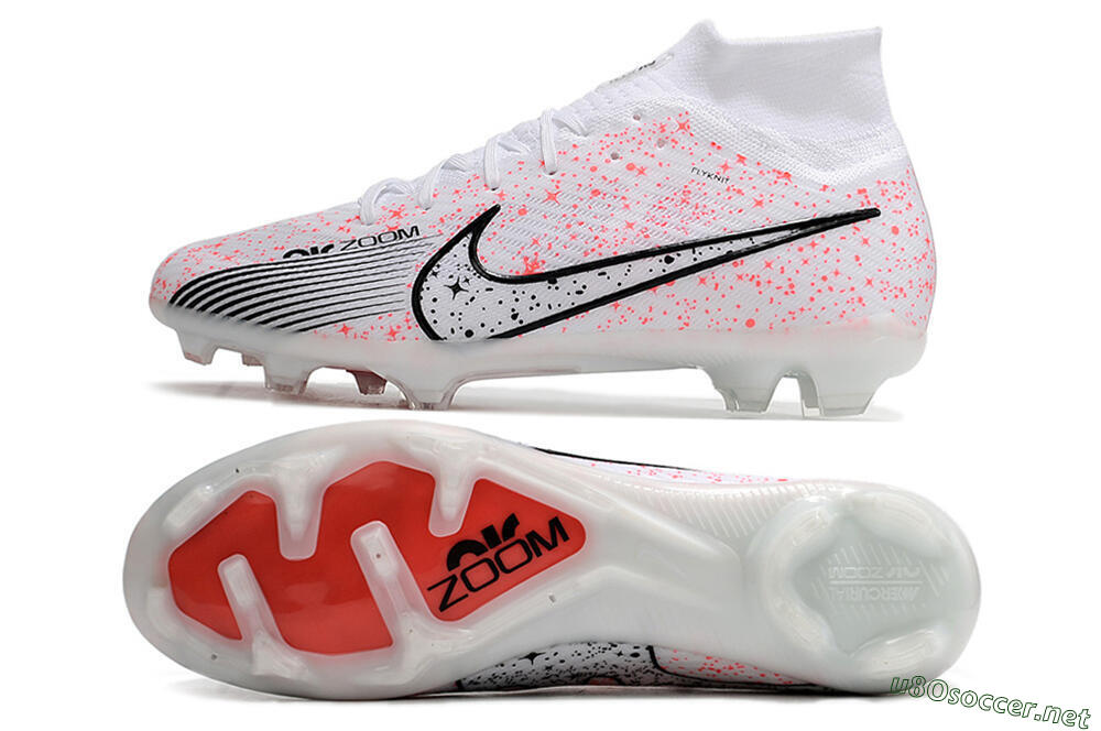 Men's Nike Air Zoom Mercurial Superfly 9 Elite FG Football Boots - White/Pink/Black 1