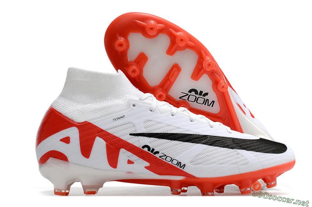 Men's Nike Air Zoom Mercurial Superfly 9 Elite AG Football Boots - White/Red/Black 2