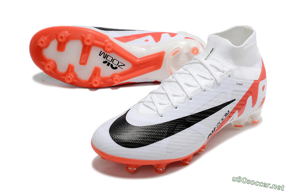 Men's Nike Air Zoom Mercurial Superfly 9 Elite AG Football Boots - White/Red/Black 3