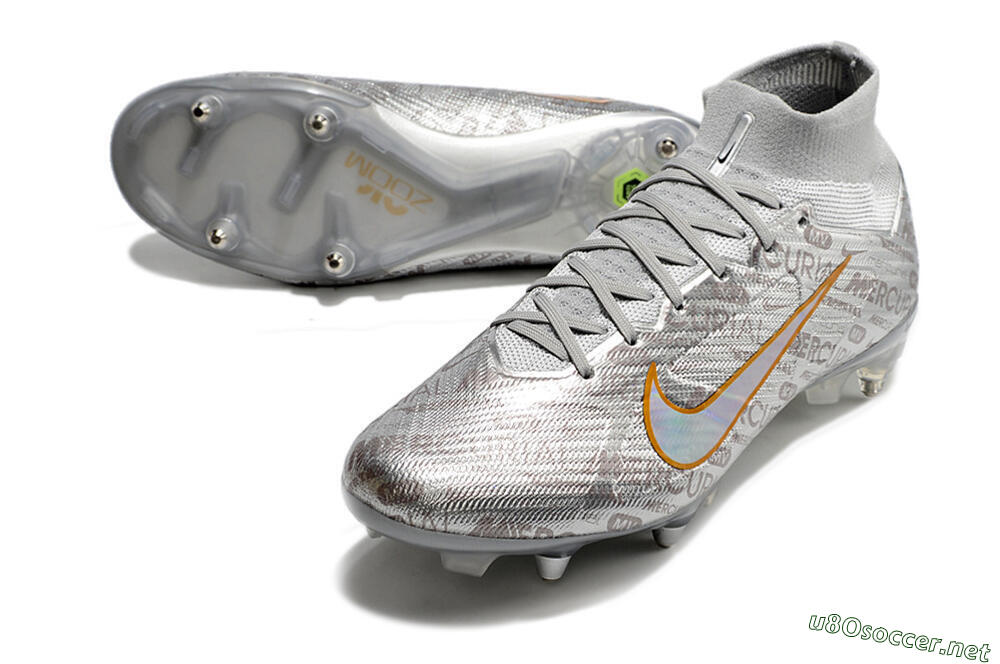 Men's Nike Air Zoom Mercurial Superfly 9 Elite SG Football Boots - Sliver/Orange 3
