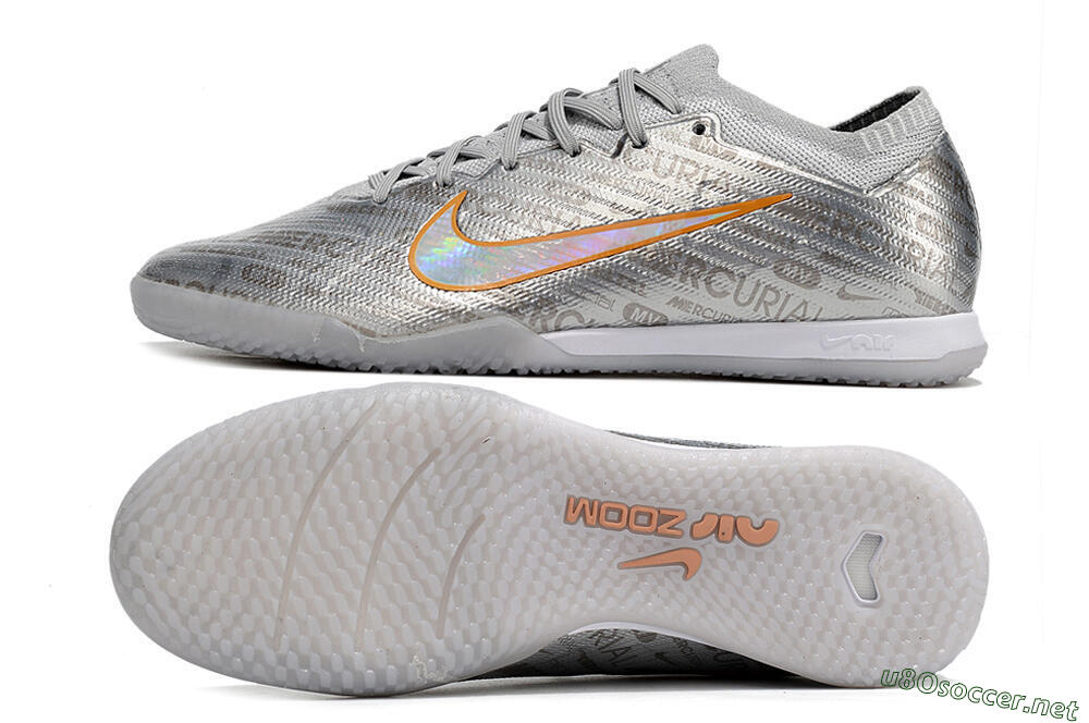 Men's Nike Air Zoom Mercurial Vapor 15 Elite IC Football Shoes - Silver/Gold 1