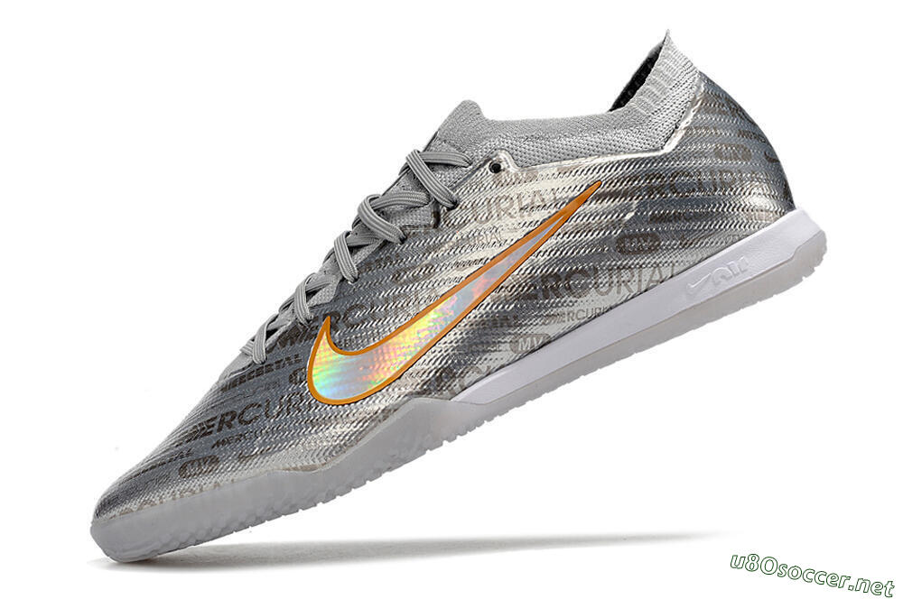 Men's Nike Air Zoom Mercurial Vapor 15 Elite IC Football Shoes - Silver/Gold 5