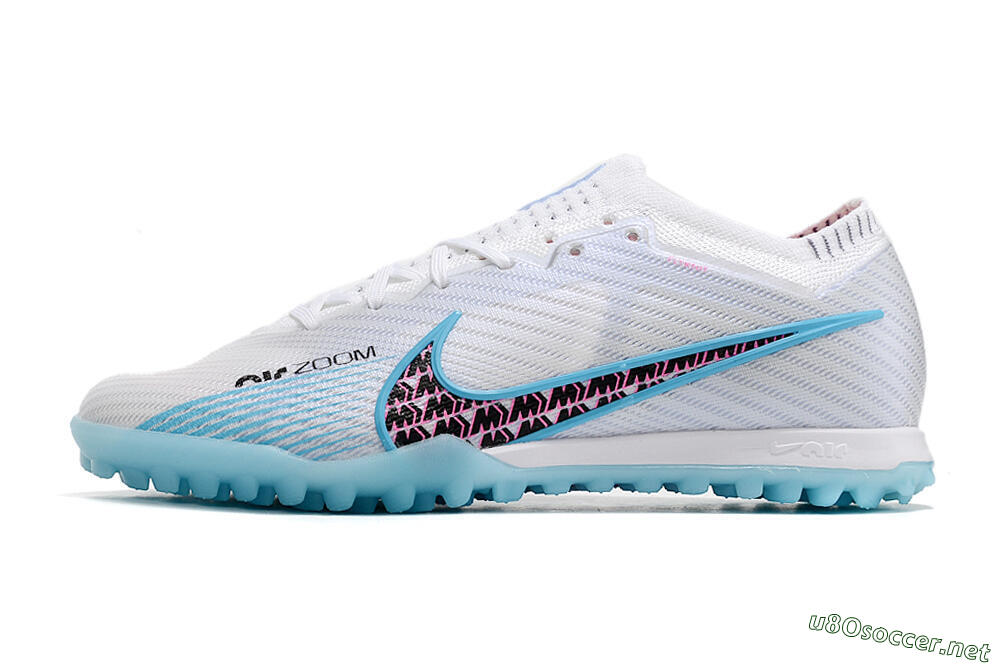 Men's Nike Air Zoom Mercurial Vapor 15 Elite TF Football Shoes - White/Blue/Pink 0