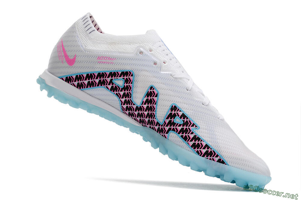 Men's Nike Air Zoom Mercurial Vapor 15 Elite TF Football Shoes - White/Blue/Pink 4