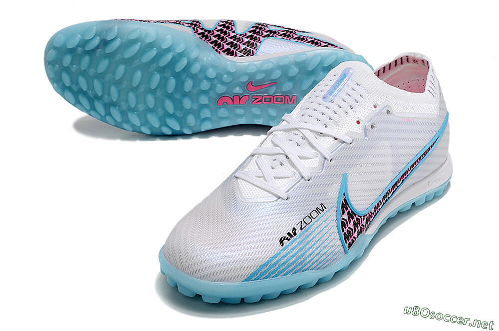 Men's Nike Air Zoom Mercurial Vapor 15 Elite TF Football Shoes - White/Blue/Pink 3