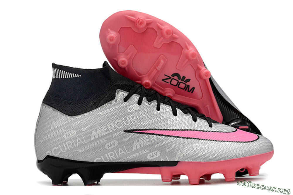 Unisex Nike Air Zoom Mercurial Superfly 9 Elite AG Football Boots - Sliver/Pink/Black 2