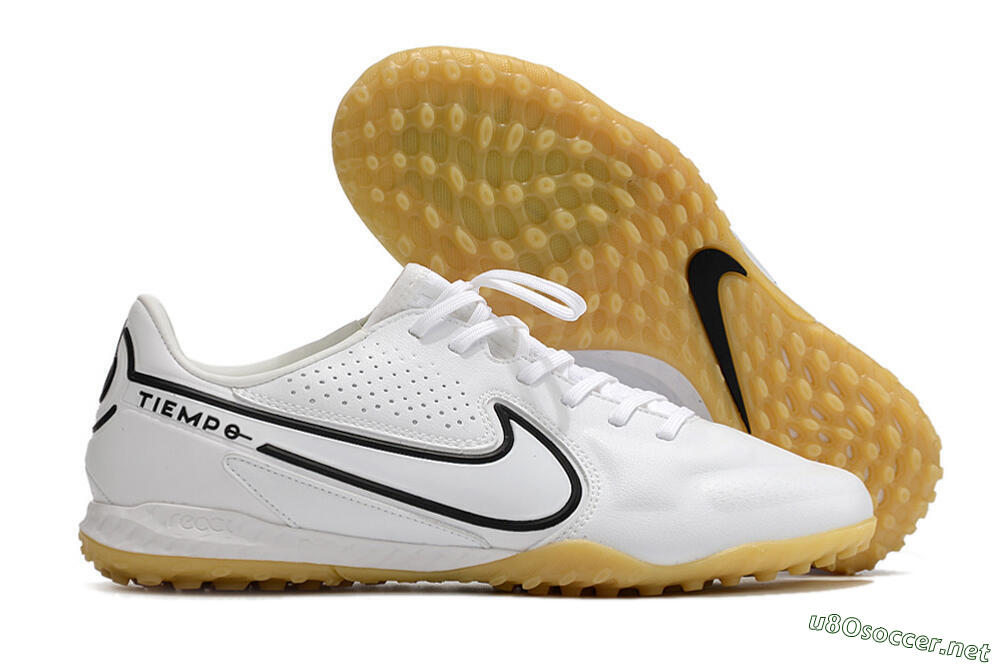 Men's Nike React Tiempo Legend 9 Pro TF Football Shoes - White/Black 2