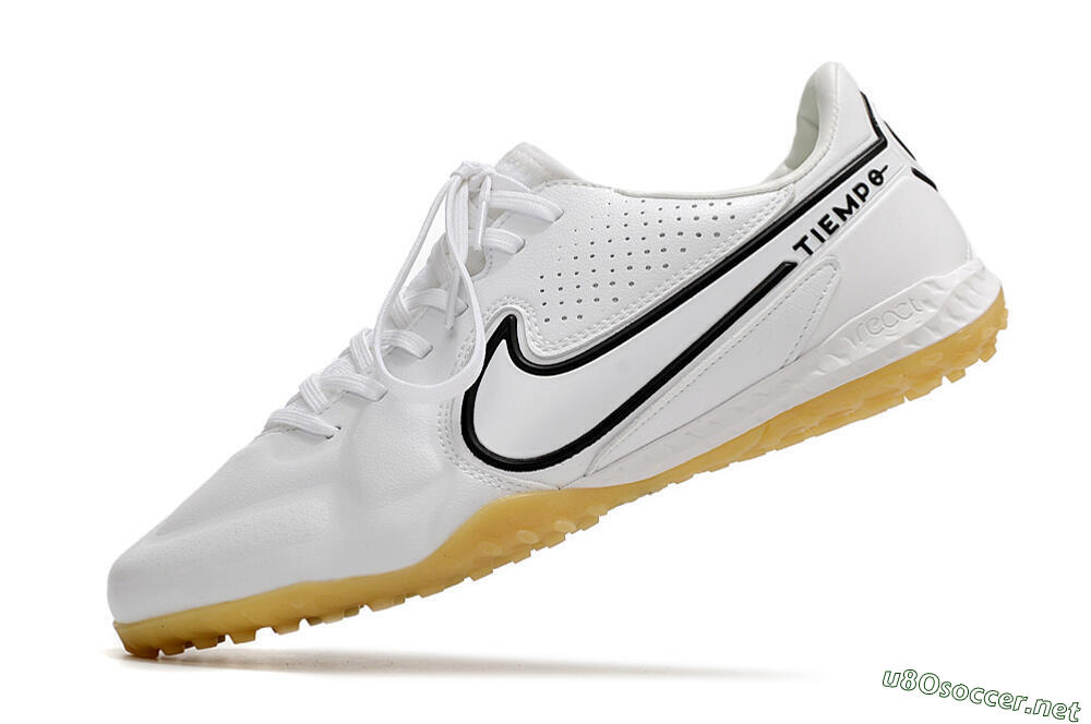 Men's Nike React Tiempo Legend 9 Pro TF Football Shoes - White/Black 4