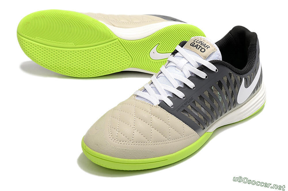 Men's Nike Lunar Gato II IC Football Shoes - Grey/Black/White 3