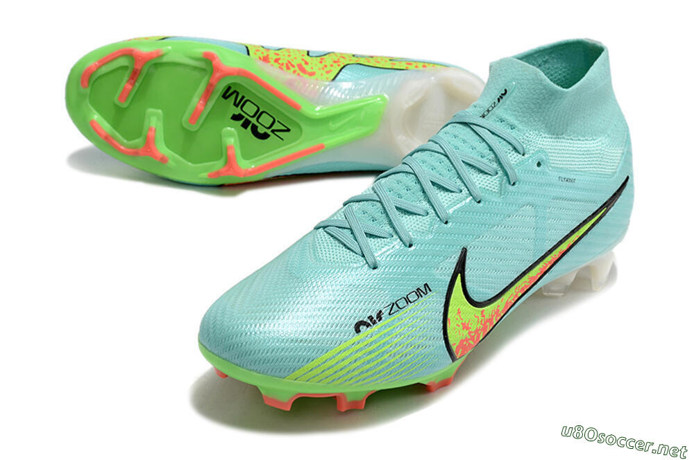 Men's Nike Air Zoom Mercurial Superfly 9 Elite FG Football Boots - Blue/Green/Black 3