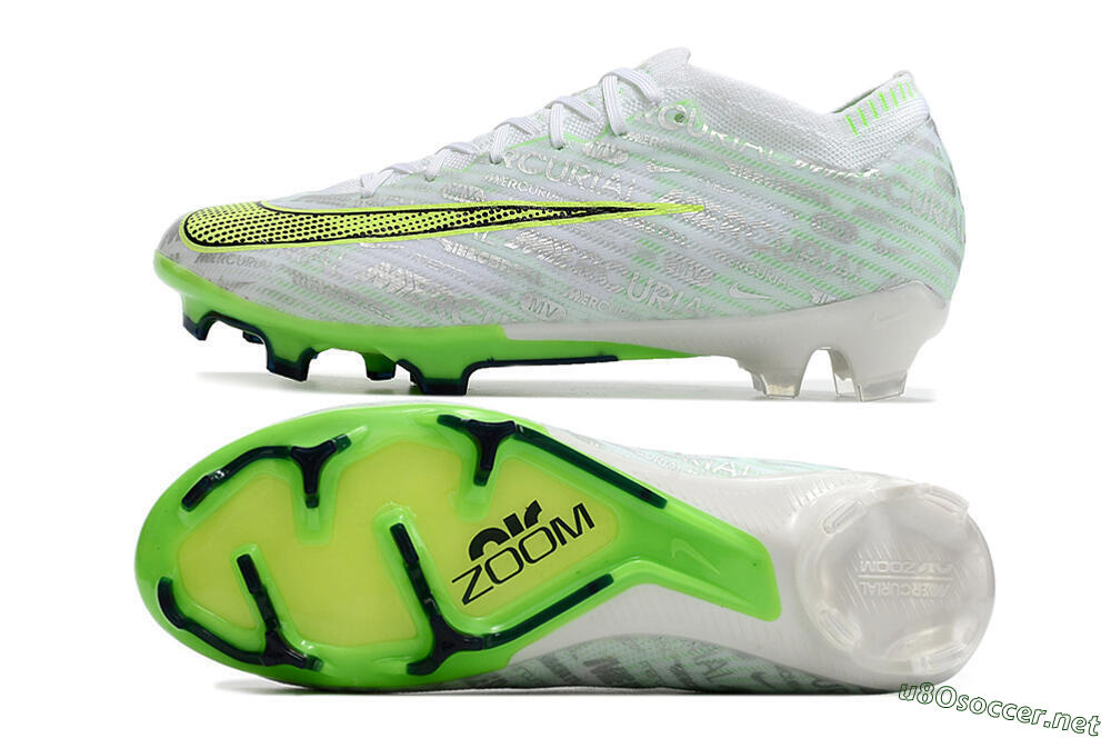 Unisex Nike Air Zoom Mercurial Vapor 15 Elite FG Football Boots - White/Green 1