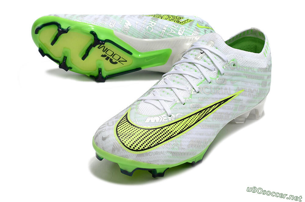 Unisex Nike Air Zoom Mercurial Vapor 15 Elite FG Football Boots - White/Green 3