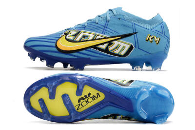 Unisex Kylian Mbappe x Nike Air Zoom Mercurial Vapor 15 Elite FG Football Boots - Blue/Yellow/Black