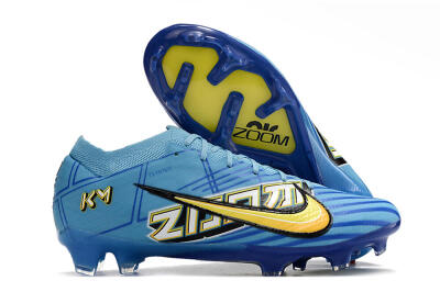 Unisex Kylian Mbappe x Nike Air Zoom Mercurial Vapor 15 Elite FG Football Boots - Blue/Yellow/Black