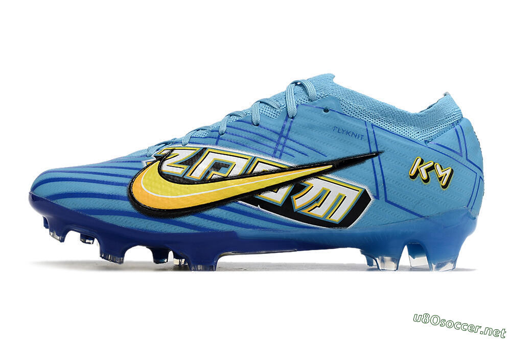 Unisex Kylian Mbappe x Nike Air Zoom Mercurial Vapor 15 Elite FG Football Boots - Blue/Yellow/Black 0