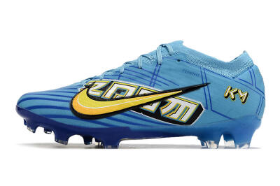 Unisex Kylian Mbappe x Nike Air Zoom Mercurial Vapor 15 Elite FG Football Boots - Blue/Yellow/Black