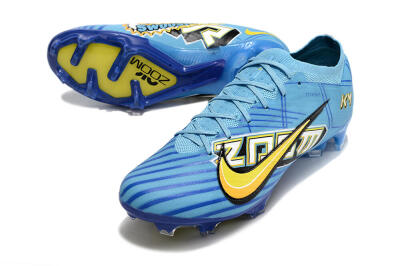 Unisex Kylian Mbappe x Nike Air Zoom Mercurial Vapor 15 Elite FG Football Boots - Blue/Yellow/Black