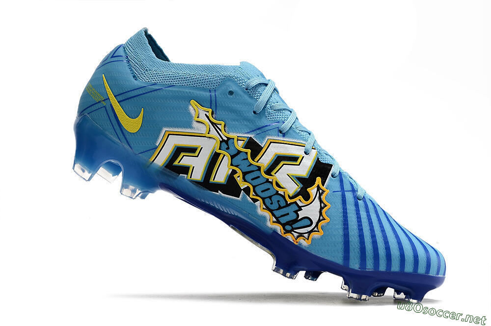 Unisex Kylian Mbappe x Nike Air Zoom Mercurial Vapor 15 Elite FG Football Boots - Blue/Yellow/Black 4