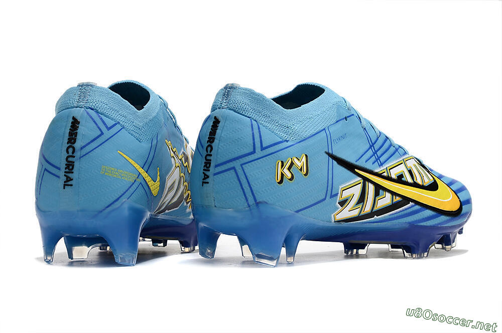 Unisex Kylian Mbappe x Nike Air Zoom Mercurial Vapor 15 Elite FG Football Boots - Blue/Yellow/Black 6