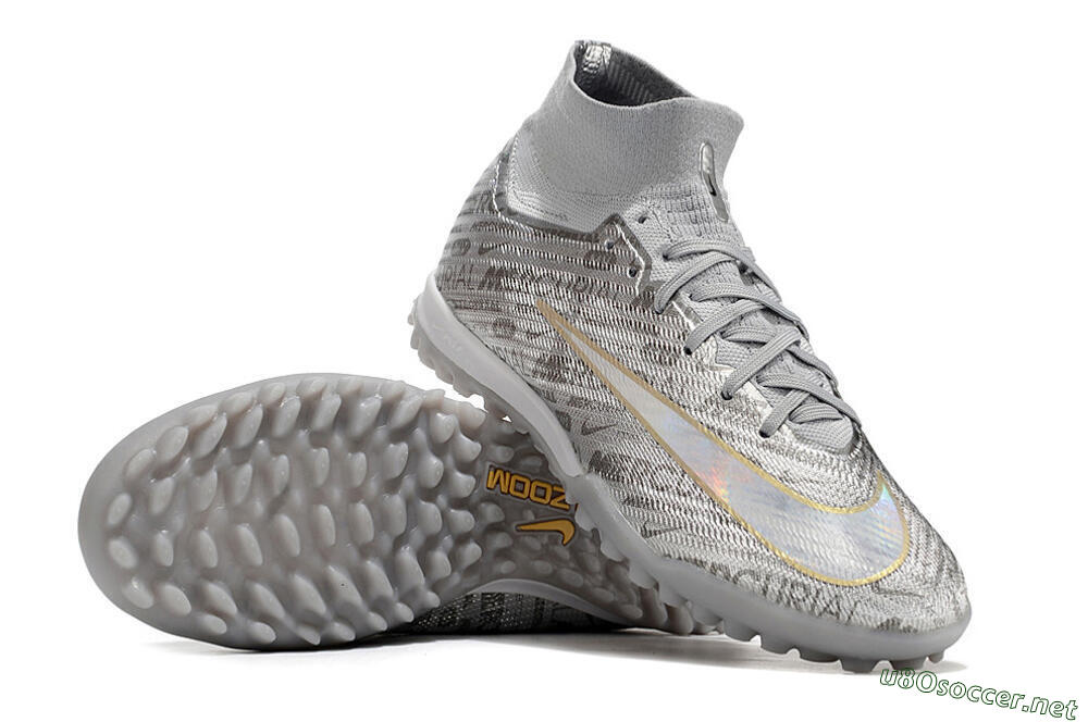 Unisex Nike Air Zoom Mercurial Superfly 9 Elite TF Football Shoes - Silver/Gold 1