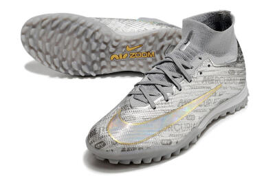 Unisex Nike Air Zoom Mercurial Superfly 9 Elite TF Football Shoes - Silver/Gold