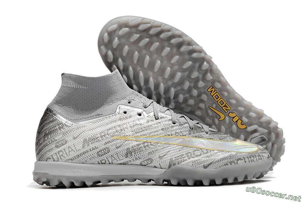 Unisex Nike Air Zoom Mercurial Superfly 9 Elite TF Football Shoes - Silver/Gold 2