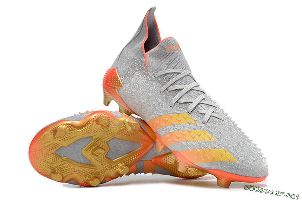 Unisex Adidas Predator Freak.1 FG Football Boots - Grey/Orange/Gold 3