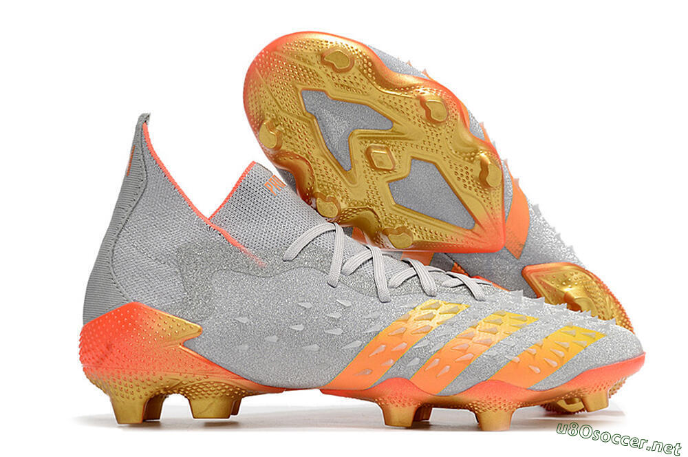 Unisex Adidas Predator Freak.1 FG Football Boots - Grey/Orange/Gold 2